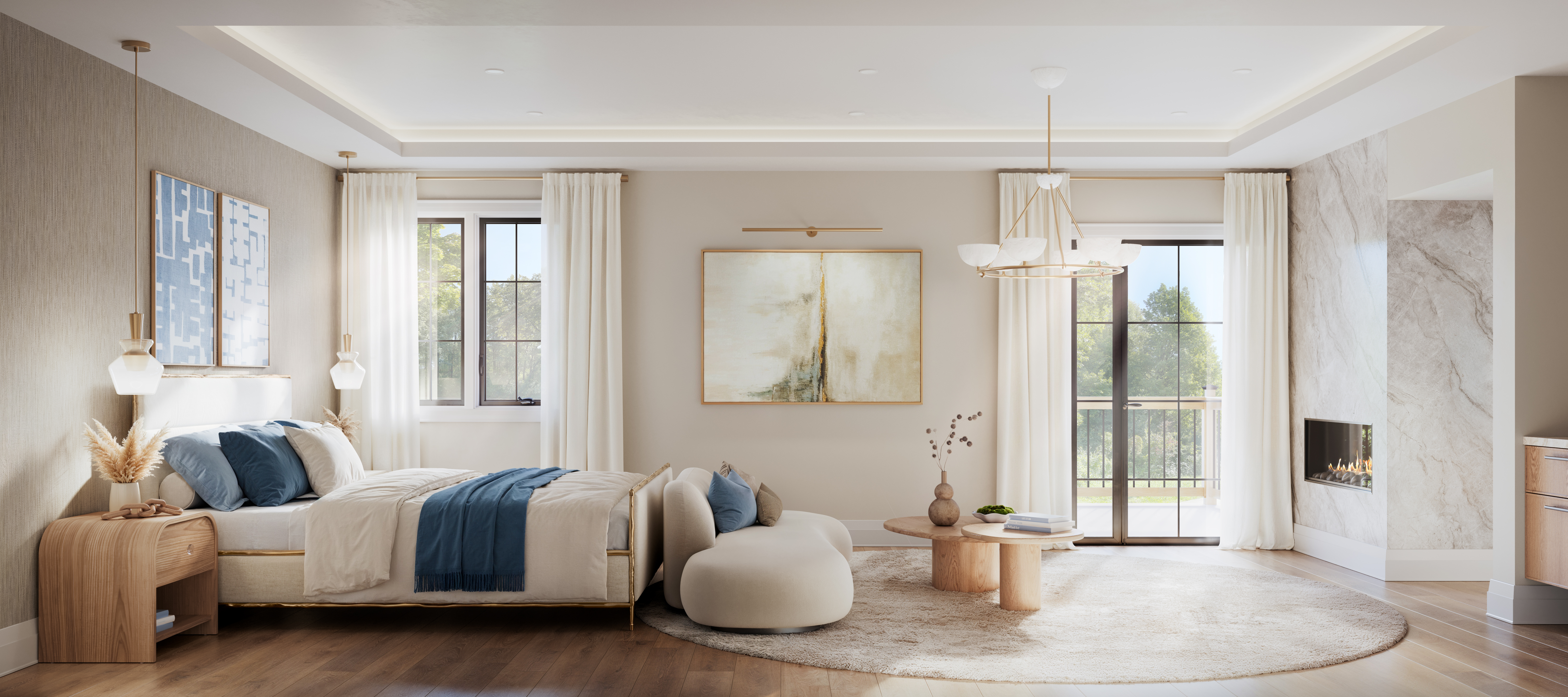 The Wentworth primary bedroom rendering at The Legacy, Millcroft Burlington