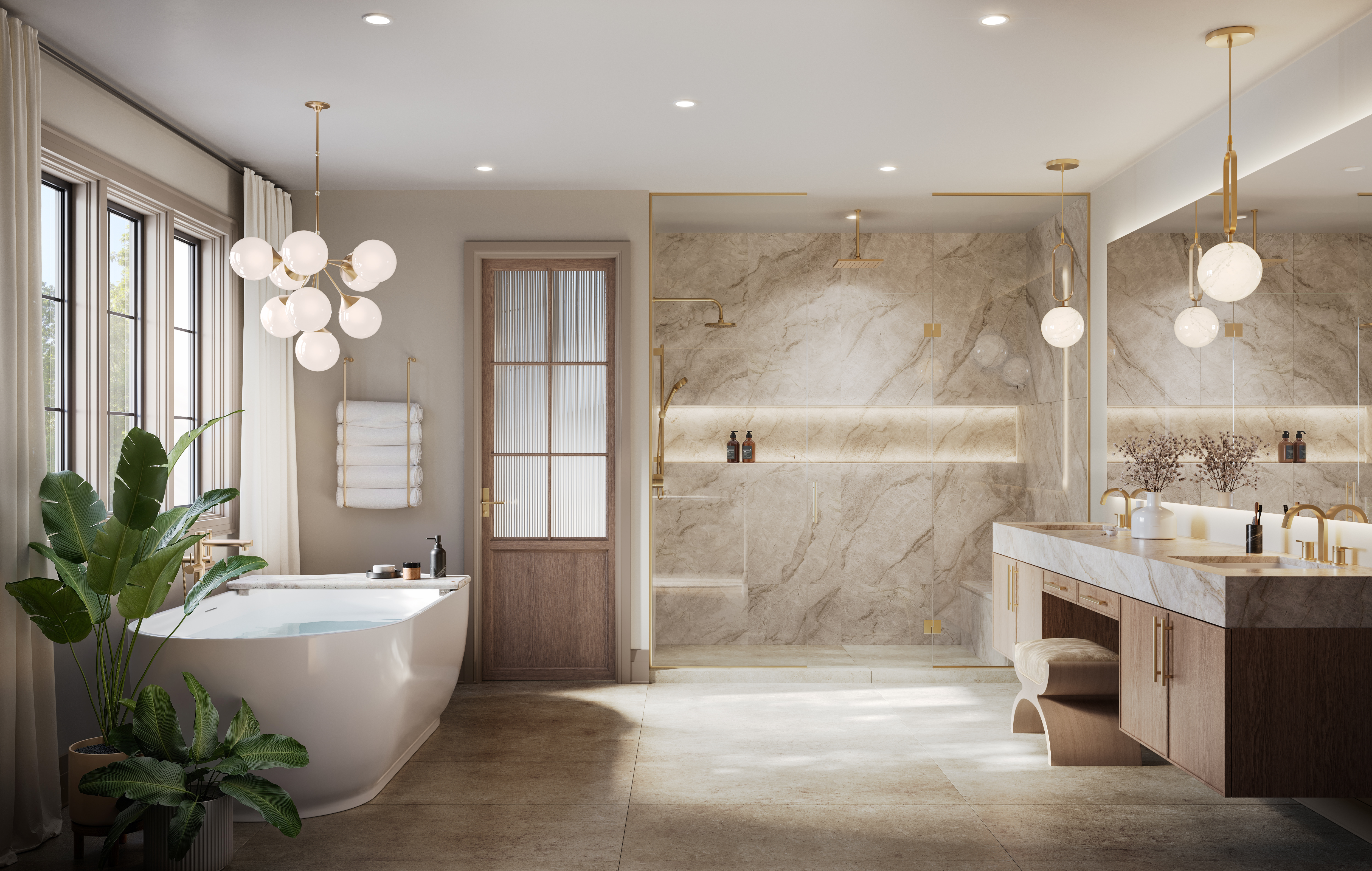 The Wentworth spa-inspired primary ensuite rendering at The Legacy, Millcroft Burlington