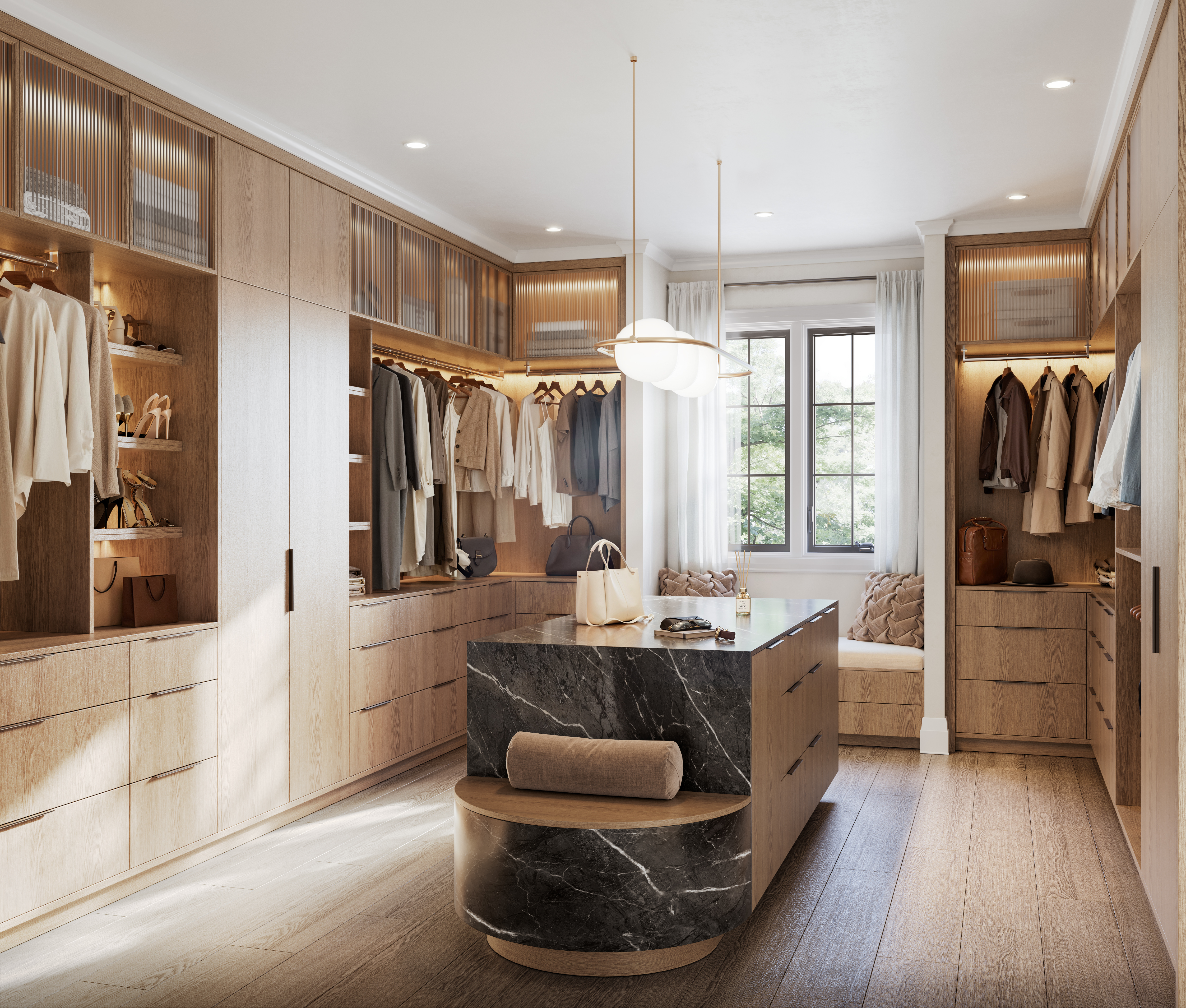 The Monarch dressing room and custom closets rendering at The Legacy, Millcroft Burlington